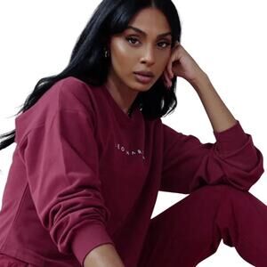 Cleo Harper Limited Edition Dexter Cropped Sweater Top Sweatshirt Red Fig Small